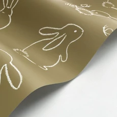 Kép 2/3 - Casadeco Nyuszi rajzos keki zöld vlies tapéta Funny Bunny Vert Kaki 53 cm X 10 m