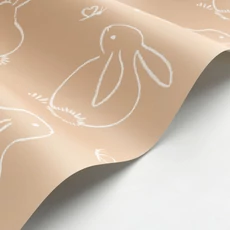 Kép 2/3 - Casadeco Nyuszi rajzos barna vlies tapéta Funny Bunny Beige Camel 53 cm X 10 m