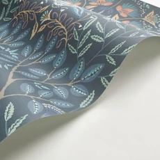 Kép 2/3 - Casadeco Klasszikus pávakék vlies tapéta virágos ornamentikával Lords Bleu Paon 53 cm X 10 m