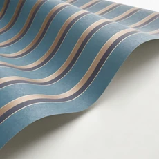 Kép 2/3 - Casadeco Elegáns vékony csíkos sötétkék vlies tapéta Country Club Bleu Paon 53 cm X 10 m