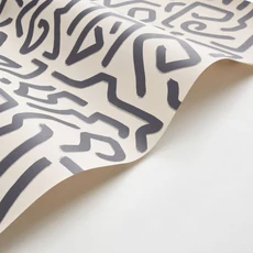 Kép 2/3 - Casadeco Absztrakt mintás bézs-fekete vlies tapéta Symbol Lin/Noir 53 cm X 10 m