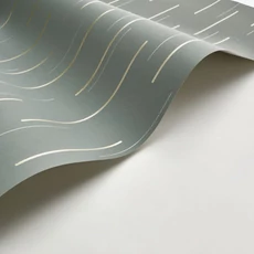 Kép 2/3 - Casadeco Vonalmintás elegáns zöld-arany vlies tapéta Suspension Vert Taiga 53 cm X 10 m