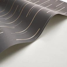 Kép 2/3 - Casadeco Vonalmintás elegáns fekete-arany vlies tapéta Suspension Noir Fusain 53 cm X 10 m