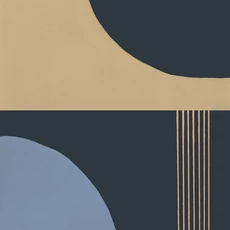 Kép 1/3 - Casadeco Modern absztrakt mintás sötétkék-narancssárga vlies tapéta Pop Art Encre/Orange 53 cm X 10 m