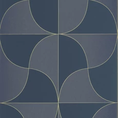 Kép 1/3 - Casadeco Absztrakt mintás elegáns kék vlies tapéta szatén fénnyel Virevolte Bleu Marine 53 cm X 10 m