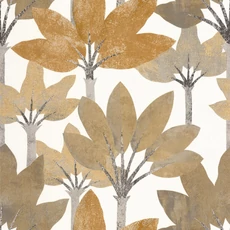 Kép 1/3 - Casadeco Elegáns pálmaleveles natúr színösszeállítású vinyl tapéta Babel Naturel 53 cm X 10 m