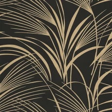 Kép 1/3 - Casadeco Nádszál mintás fekete vinyl tapéta Samarra Noir Reglisse 53 cm X 10 m