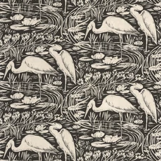 Kép 1/3 - Casadeco Vintage fekete vlies tapéta gém madarakkal Euphrate Noir Reglisse 53 cm X 10 m