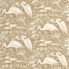 Kép 1/3 - Casadeco Vintage barna vlies tapéta gém madarakkal Euphrate Beige Raphia 53 cm X 10 m