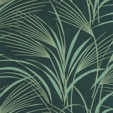 Kép 1/3 - Casadeco Nádszál mintás zöldes kék vinyl tapéta Samarra Bleu Paon 53 cm X 10 m