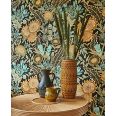 Kép 3/3 - Casadeco Napraforgós elegáns zöld-türkiz vlies tapéta Saint-Paul De Vence Vert Cypres/Turquoise 53 cm X 10 m