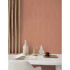 Kép 3/3 - Casadeco Geometriai mintás modern terrakotta vlies tapéta Legerete Terracotta 53 cm X 10 m