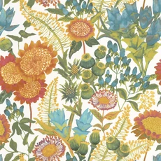 Kép 1/3 - Casadeco Napraforgós elegáns zöld-piros vlies tapéta Saint-Paul De Vence Vert Foret/Fuchsia 53 cm X 10 m