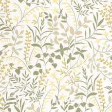 Kép 1/3 - Casadeco Apró levélmintás zöld-sárga vlies tapéta La Bastide Argile 53 cm X 10 m