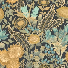 Kép 1/3 - Casadeco Napraforgós elegáns zöld-türkiz vlies tapéta Saint-Paul De Vence Vert Cypres/Turquoise 53 cm X 10 m