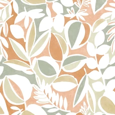 Kép 1/3 - Casadeco Nagyméretű levélmintás terrakotta-zöld vlies poszter tapéta Place Des Lices Terracotta/Pin