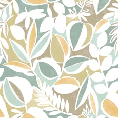 Kép 1/2 - Casadeco Nagyméretű levélmintás kék-oliva vlies poszter tapéta Place Des Lices Bleu/Olive 210 cm X 3,1 m