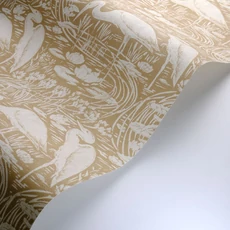 Kép 2/3 - Casadeco Vintage barna vlies tapéta gém madarakkal Euphrate Beige Raphia 53 cm X 10 m