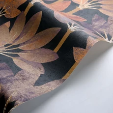 Kép 2/3 - Casadeco Elegáns pálmaleveles fekete-rozsdabarna vinyl tapéta Babel Encre/Rouille 53 cm X 10 m