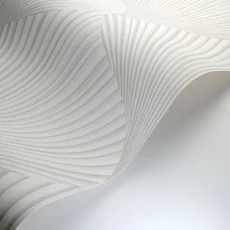 Kép 2/3 - Casadeco Legyező mintás 3D hatású törtfehér vlies tapéta Semiramis Blanc Coton 53 cm X 10 m