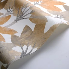 Kép 2/3 - Casadeco Elegáns pálmaleveles natúr színösszeállítású vinyl tapéta Babel Naturel 53 cm X 10 m