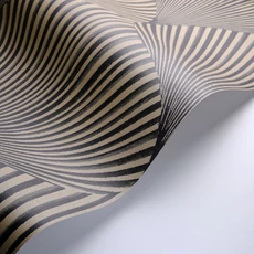 Kép 2/3 - Casadeco Legyező mintás 3D hatású fekete vlies tapéta Semiramis Noir Reglisse 53 cm X 10 m