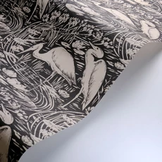 Kép 2/3 - Casadeco Vintage fekete vlies tapéta gém madarakkal Euphrate Noir Reglisse 53 cm X 10 m