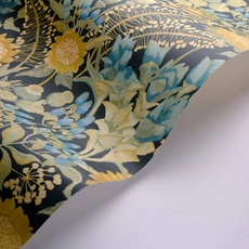 Kép 2/3 - Casadeco Napraforgós elegáns zöld-türkiz vlies tapéta Saint-Paul De Vence Vert Cypres/Turquoise 53 cm X 10 m