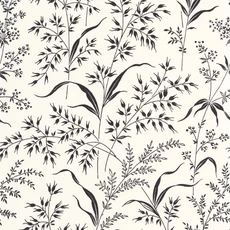 Kép 1/3 - Casadeco Fűszál mintás fekete-fehér vlies tapéta Grass Field Fusain 53 cm X 10 m