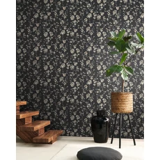 Kép 3/3 - Casadeco Apró virágos fekete vlies tapéta Apple Blossom Ardoise 53 cm X 10 m