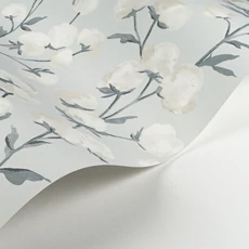 Kép 2/3 - Casadeco Gyapotvirág mintás kék vlies tapéta Cotton Flower Bleu Acier 53 cm X 10 m