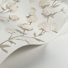 Kép 2/3 - Casadeco Gyapotvirág mintás bézs vlies tapéta Cotton Flower Ficelle 53 cm X 10 m