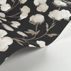 Kép 2/3 - Casadeco Gyapotvirág mintás fekete vlies tapéta Cotton Flower Ardoise 53 cm X 10 m