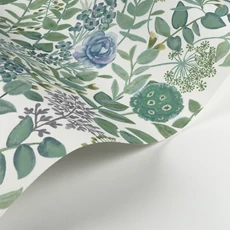 Kép 2/3 - Casadeco Romantikus virágmintás kék-zöld vlies tapéta Garden Flowers Bleu/Vert 53 cm X 10 m