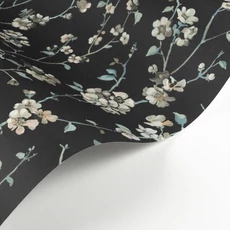 Kép 2/3 - Casadeco Apró virágos fekete vlies tapéta Apple Blossom Ardoise 53 cm X 10 m
