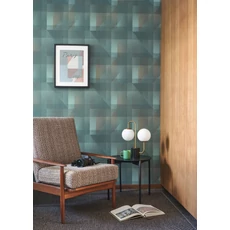 Kép 3/3 - Casadeco Geometrikus kockás zöldes kék vlies tapéta Edward Emeraude 53 cm X 10 m