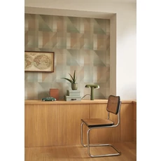 Kép 3/3 - Casadeco Geometrikus kockás zöld vlies tapéta Edward Vert Amande 53 cm X 10 m