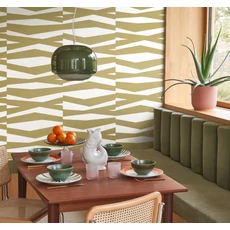 Kép 3/3 - Casadeco Modern vonal mintás zöld vlies tapéta Zebra Game Olive 53 cm X 10 m