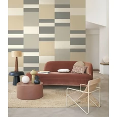 Kép 2/3 - Casadeco Csíkos modern bézs vlies tapéta Mix Game Bleu 53 cm X 10 m