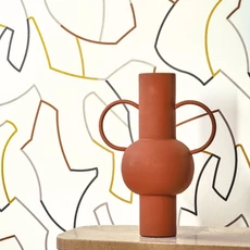 Kép 3/3 - Casasdeco Vonal mintás absztrakt aranybarna-fehér vlies tapéta Maze Game Ocre 53 cm X 10 m