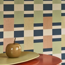 Kép 3/3 - Casadeco Modern aranybarna-zöld vlies tapéta geometrikus mintával Chess Game Vert/Ocre 53 cm X 10 m