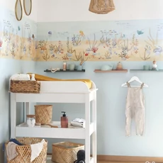 Kép 2/2 - Casadeco Óceán mintás széles vlies bordűr Ocean Floor Multico 53 cm X 4 m