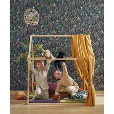 Kép 3/3 - Casadeco Trópusi mintás sötétkék vlies tapéta Tropical Forest Multico Fond Encre 53 cm X 10 m