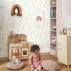 Kép 3/3 - Casadeco Apró madár mintás lila vlies tapéta Tropical Birds Parme 53 cm X 10 m