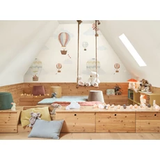 Kép 2/2 - Casadeco Hőlégballonos mosható fehér vlies poszter tapéta Travel Around The World 200 cm X 3,1 m