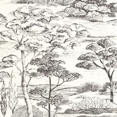 Kép 1/2 - Casadeco Fa mintás fekete-fehér vinyl tapéta Littoral Noir Fusain 53 cm X 10 m