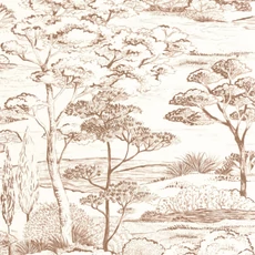 Kép 1/2 - Casadeco Fa mintás fehér-terrakotta vinyl tapéta Littoral Terracotta 53 cm X 10 m