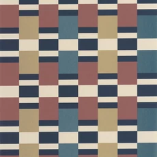 Kép 1/3 - Casadeco Modern bordó-kék vlies tapéta geometrikus mintával Chess Game Bordeaux/Bleu 53 cm X 10 m