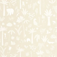 Kép 1/3 - Casadeco Állatos dzsungel mintás bézs vlies tapéta Poetic Jungle Lin 53 cm X 10 m