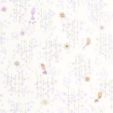 Kép 1/3 - Casadeco Apró madár mintás lila vlies tapéta Tropical Birds Parme 53 cm X 10 m